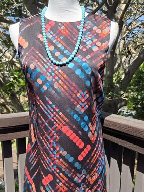 Missoni Silk Shift Dress with Red and Turquoise Dot Pattern Lined Size 6